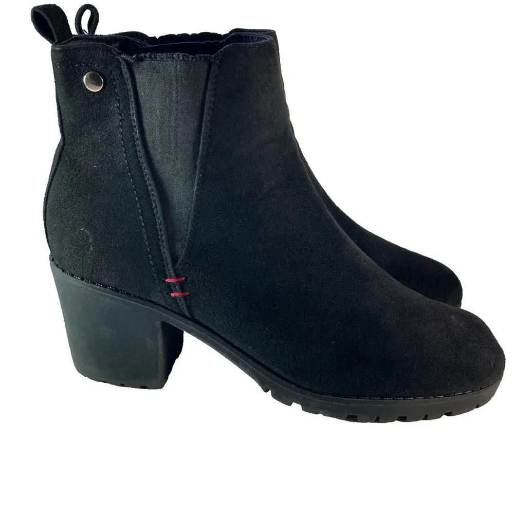 Jabasic Chunky Chelsea Block Heel Bootie Ankle Boot Womens 9 Black Y2k - Picture 2 of 11